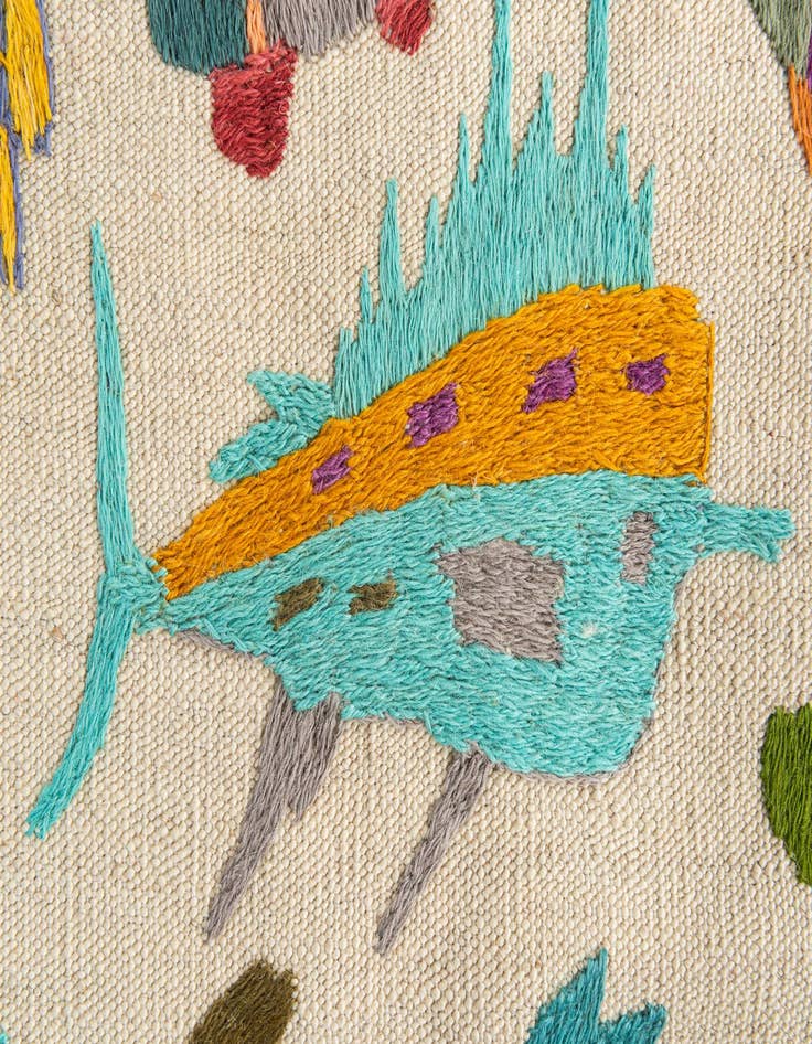 Detail image of 2' 8 x 9' 4  Hand Woven Kilim Suzani Wool Runner Rug