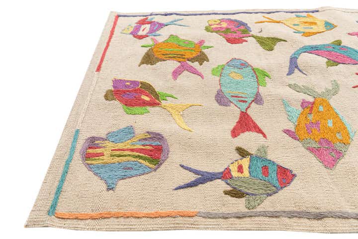 2' 5 x 9' 6 Hand Woven Kilim Suzani Wool Runner Rug