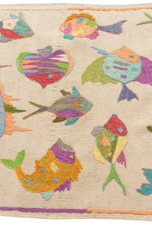Detail image of 2' 5 x 9' 6 Hand Woven Kilim Suzani Wool Runner Rug