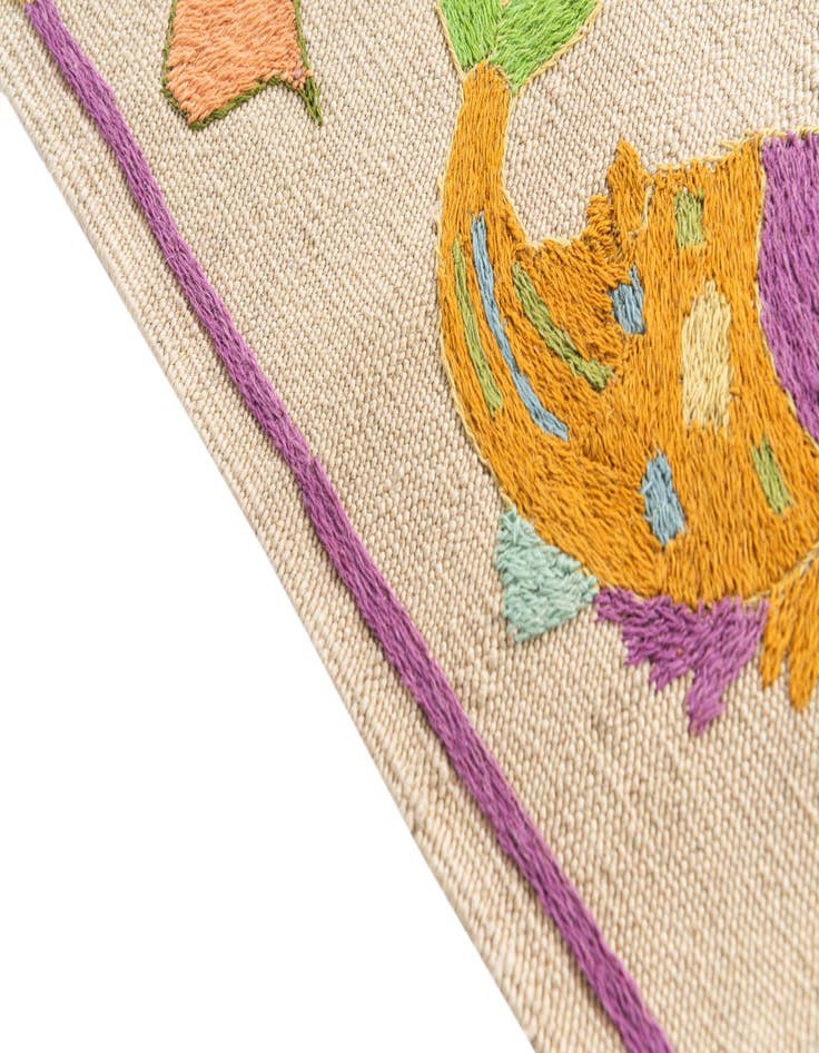 Detail image of 2' 5 x 9' 6 Hand Woven Kilim Suzani Wool Runner Rug