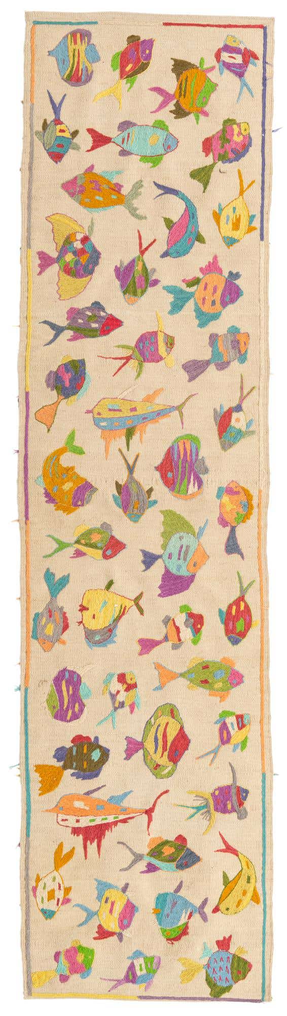 2' 5 x 9' 6 Hand Woven Kilim Suzani Wool Runner Rug