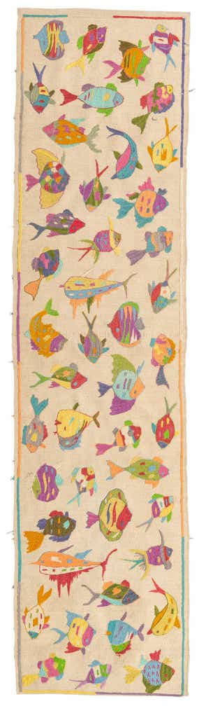 2' 5 x 9' 6 Hand Woven Kilim Suzani Wool Runner Rug