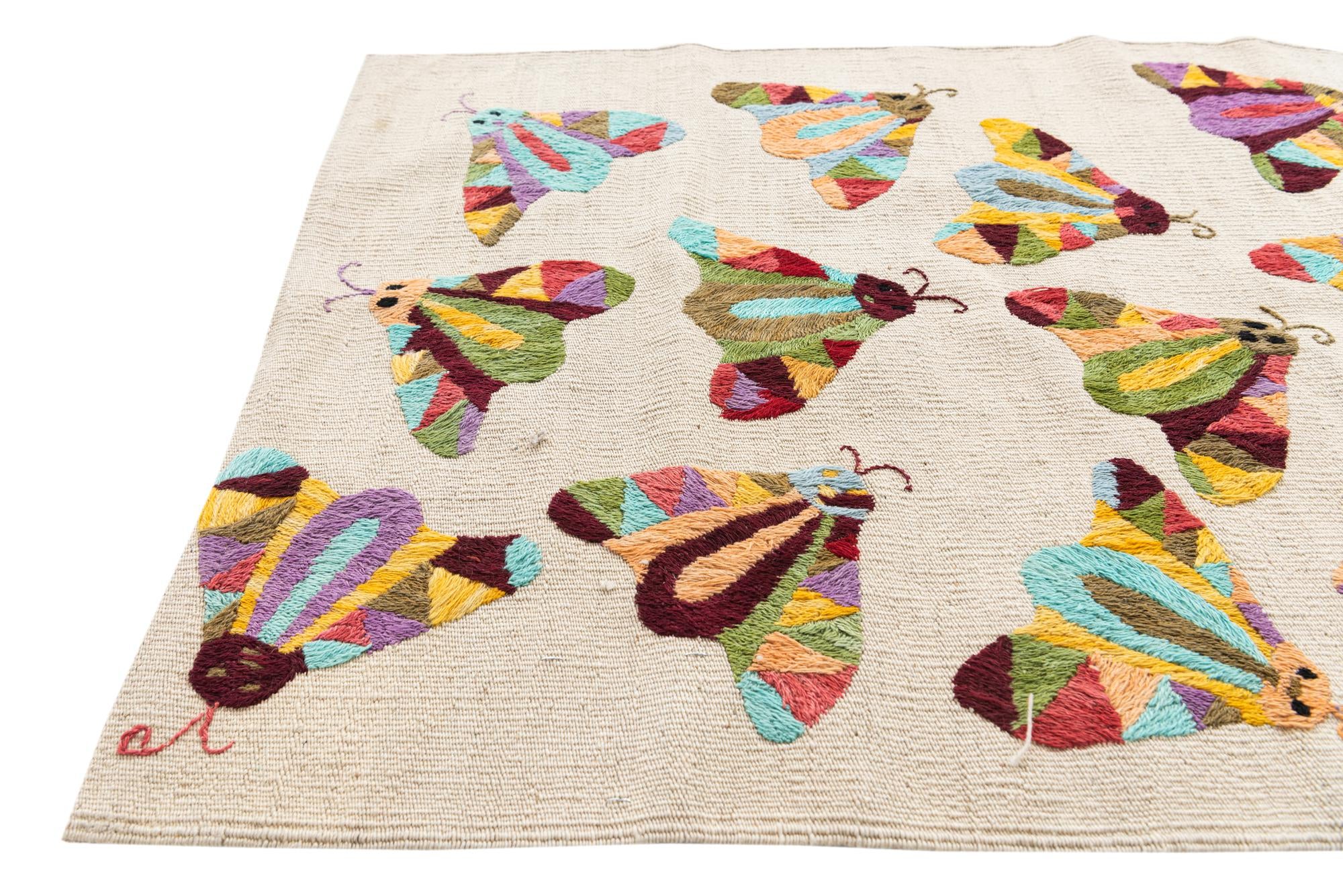 2' 5 x 9' 5 Hand Woven Kilim Suzani Wool Runner Rug