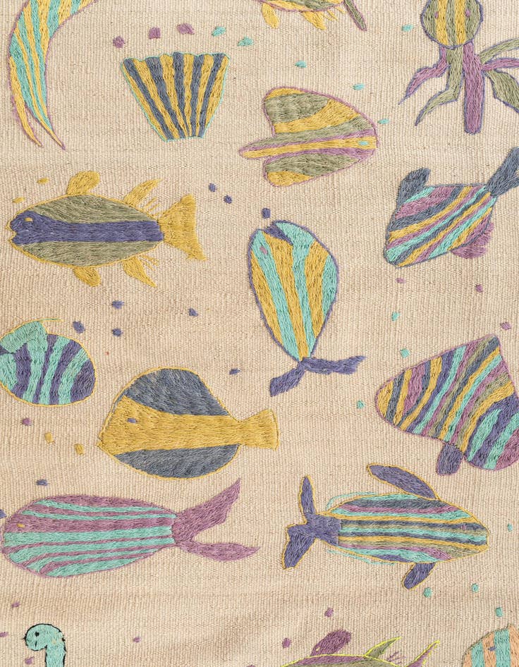 Detail image of 2' 4 x 7' 7  Hand Woven Kilim Suzani Wool Runner Rug