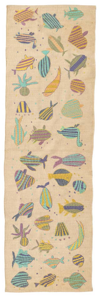 Detail image of 2' 4 x 7' 7 Hand Woven Kilim Suzani Wool Runner Rug