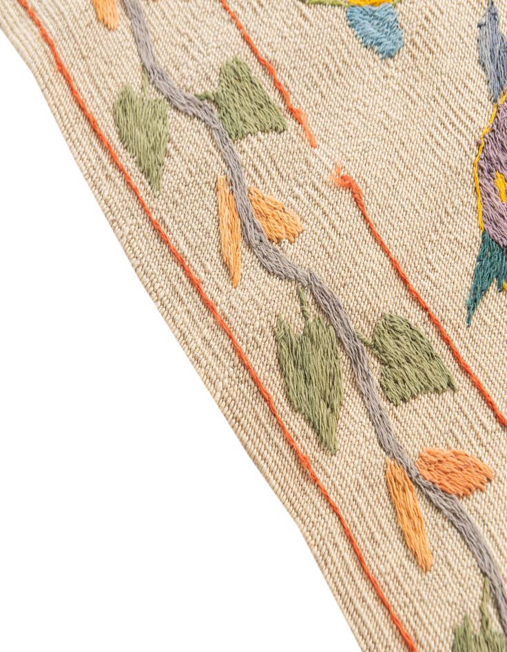 Detail image of 2' 5 x 8' Hand Woven Kilim Suzani Wool Runner Rug