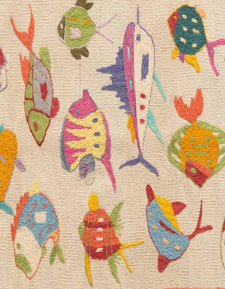 Detail image of 2' 5 x 8' Hand Woven Kilim Suzani Wool Runner Rug