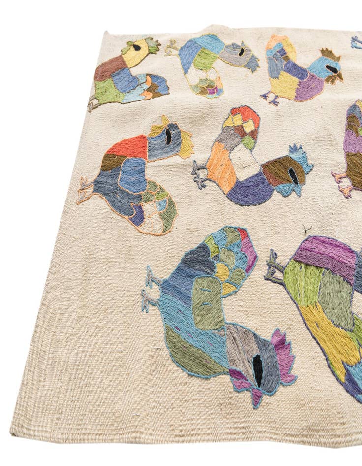 Detail image of 2' 8 x 9' 4  Hand Woven Kilim Suzani Wool Runner Rug