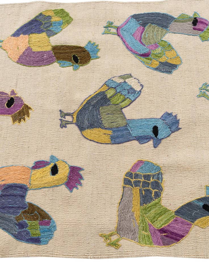 Detail image of 2' 8 x 9' 4  Hand Woven Kilim Suzani Wool Runner Rug