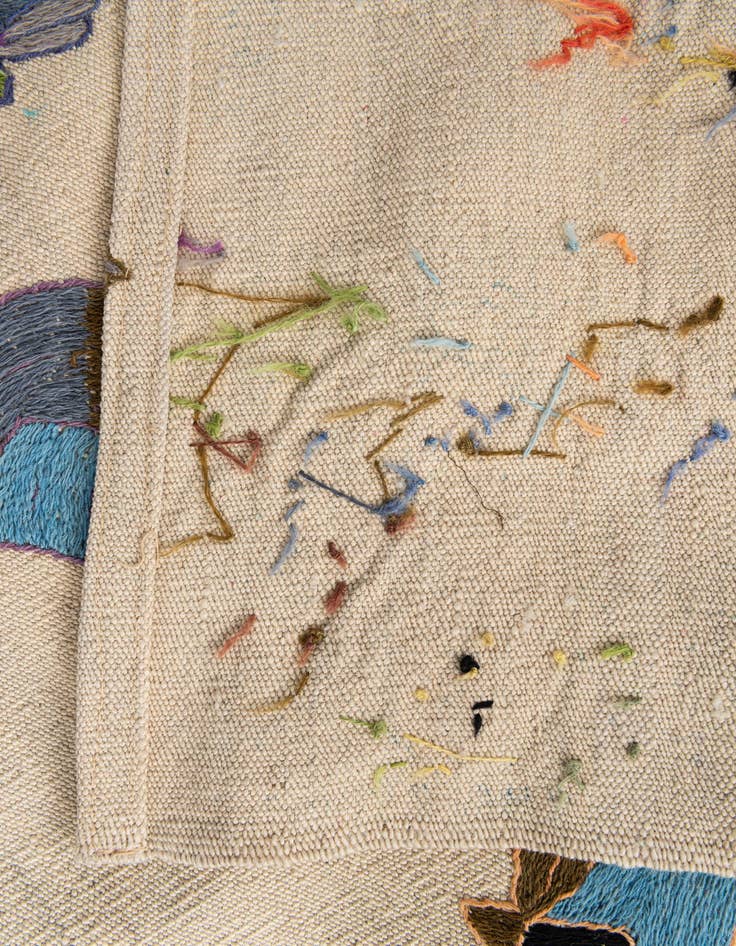 Detail image of 2' 8 x 9' 4  Hand Woven Kilim Suzani Wool Runner Rug