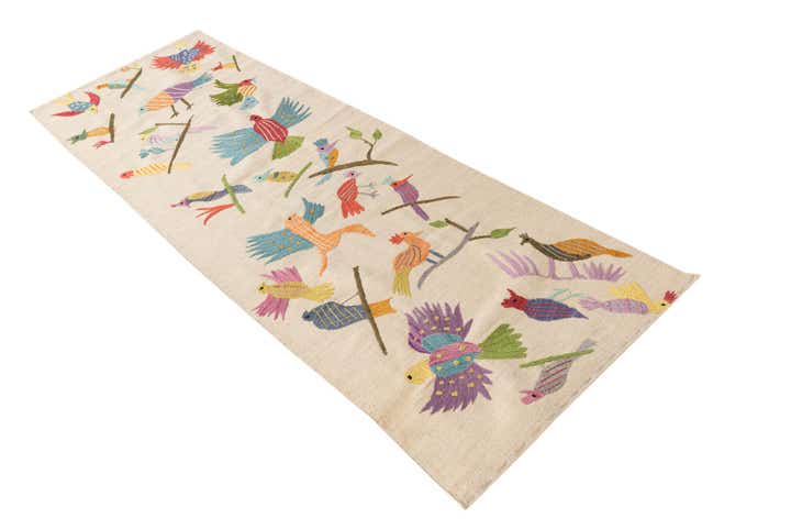 2' 7 x 7' 6 Hand Woven Kilim Suzani Wool Runner Rug