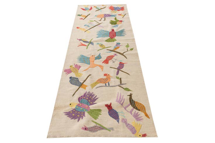 Detail image of 2' 7 x 7' 6 Hand Woven Kilim Suzani Wool Runner Rug