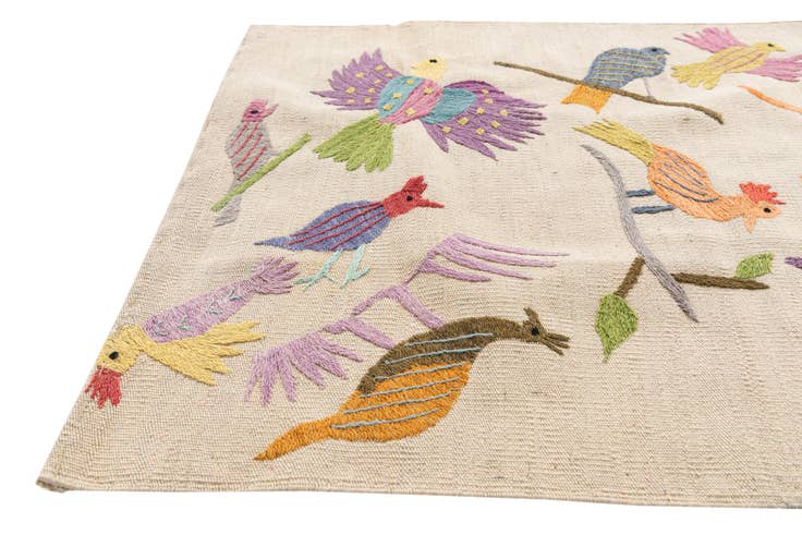 Detail image of 2' 7 x 7' 6 Hand Woven Kilim Suzani Wool Runner Rug