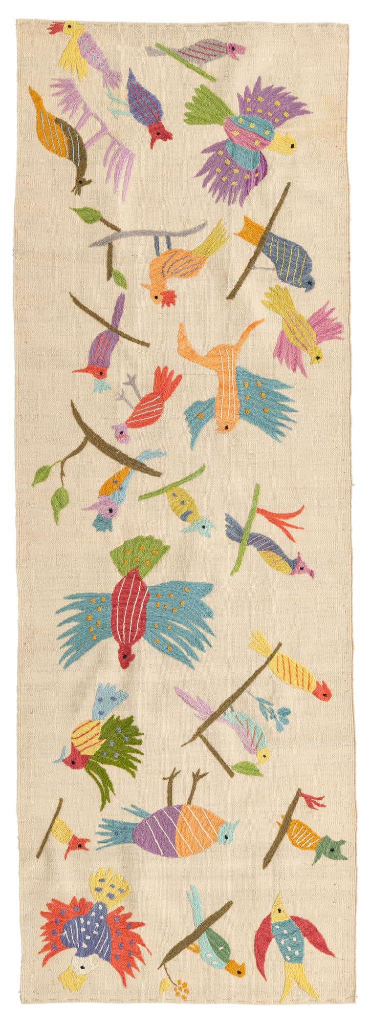 2' 7 x 7' 6 Hand Woven Kilim Suzani Wool Runner Rug