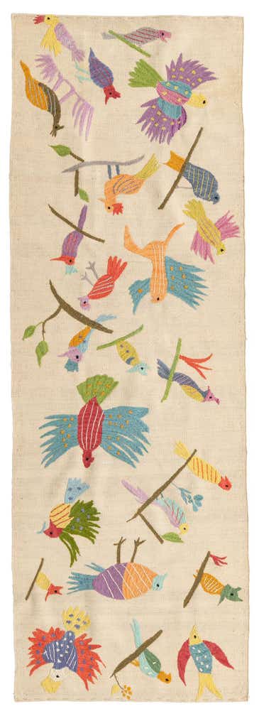 2' 7 x 7' 6 Hand Woven Kilim Suzani Wool Runner Rug