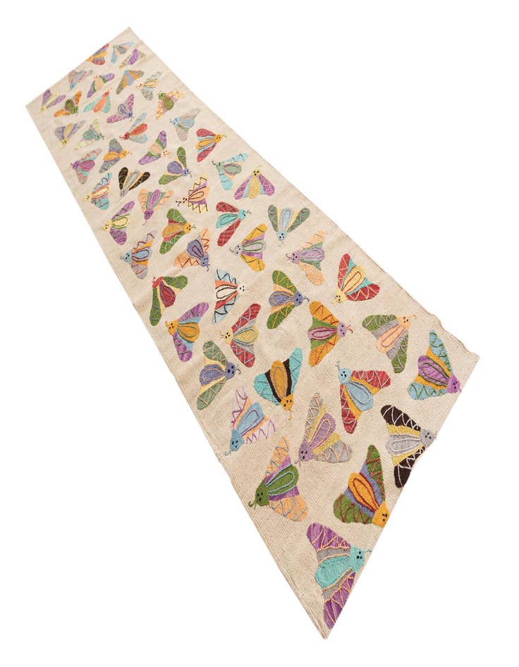 Detail image of 2' 8 x 9' 6  Hand Woven Kilim Suzani Wool Runner Rug