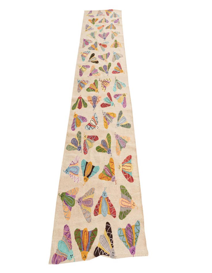 Detail image of 2' 8 x 9' 6  Hand Woven Kilim Suzani Wool Runner Rug