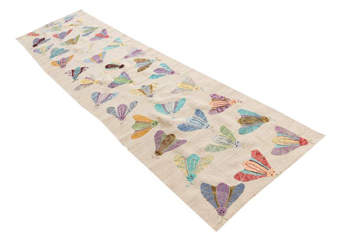 Detail image of 2' 5 x 9' 3 Hand Woven Kilim Suzani Wool Runner Rug