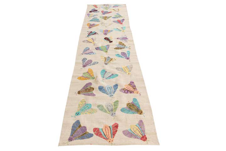 2' 5 x 9' 3 Hand Woven Kilim Suzani Wool Runner Rug