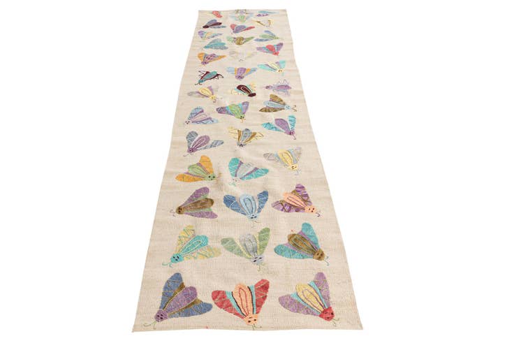 Detail image of 2' 5 x 9' 3 Hand Woven Kilim Suzani Wool Runner Rug