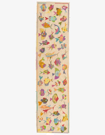 2' 5 x 9' 6 Hand Woven Kilim Suzani Wool Runner Rug