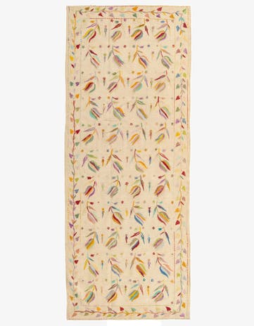 3' 9 x 9' 5 Hand Woven Kilim Suzani Wool Runner Rug