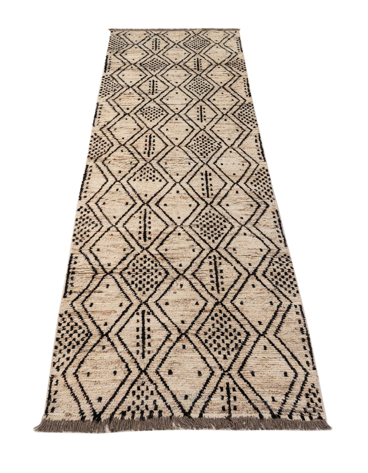 3' 2 x 12' 4 Hand Knotted Moroccan Wool Runner Rug