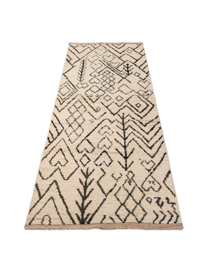 3' 4 x 12' 6 Hand Knotted Moroccan Wool Runner Rug