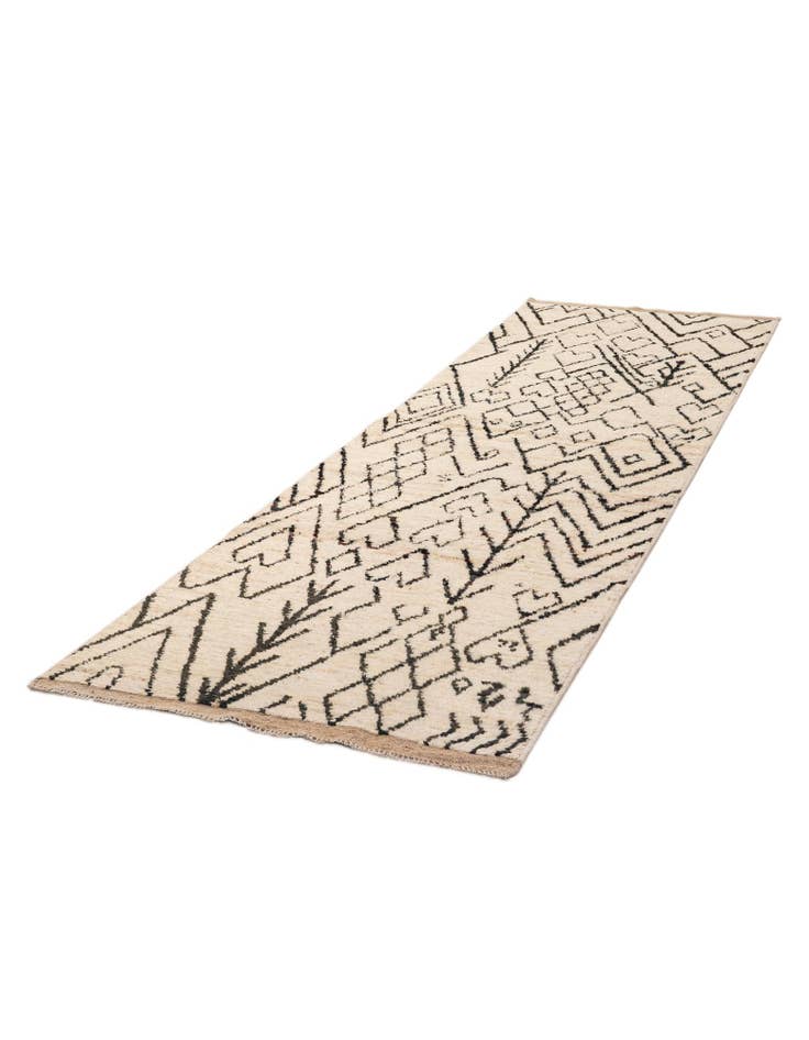 Detail image of 3' 4 x 12' 6 Hand Knotted Moroccan Wool Runner Rug