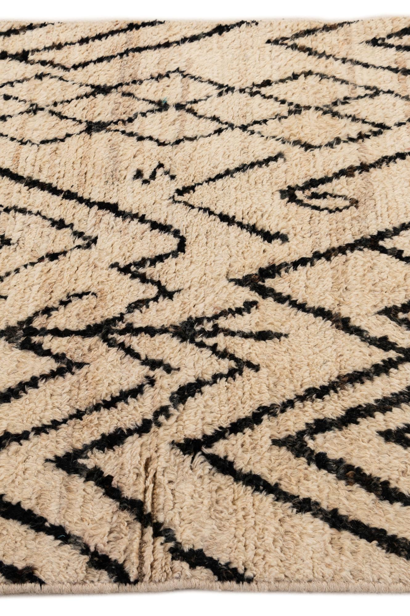 3' 4 x 12' 6 Hand Knotted Moroccan Wool Runner Rug