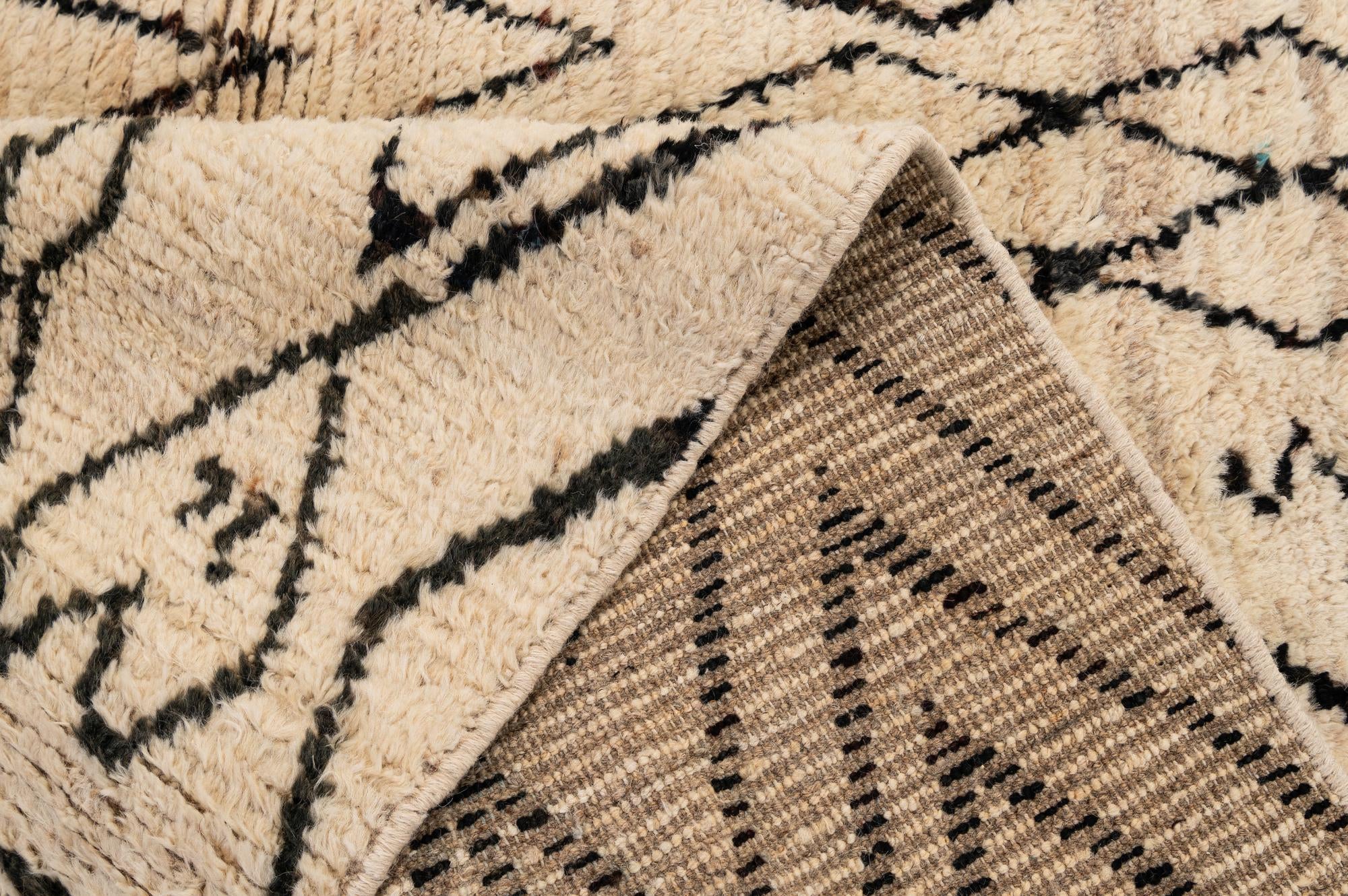 3' 4 x 12' 6 Hand Knotted Moroccan Wool Runner Rug