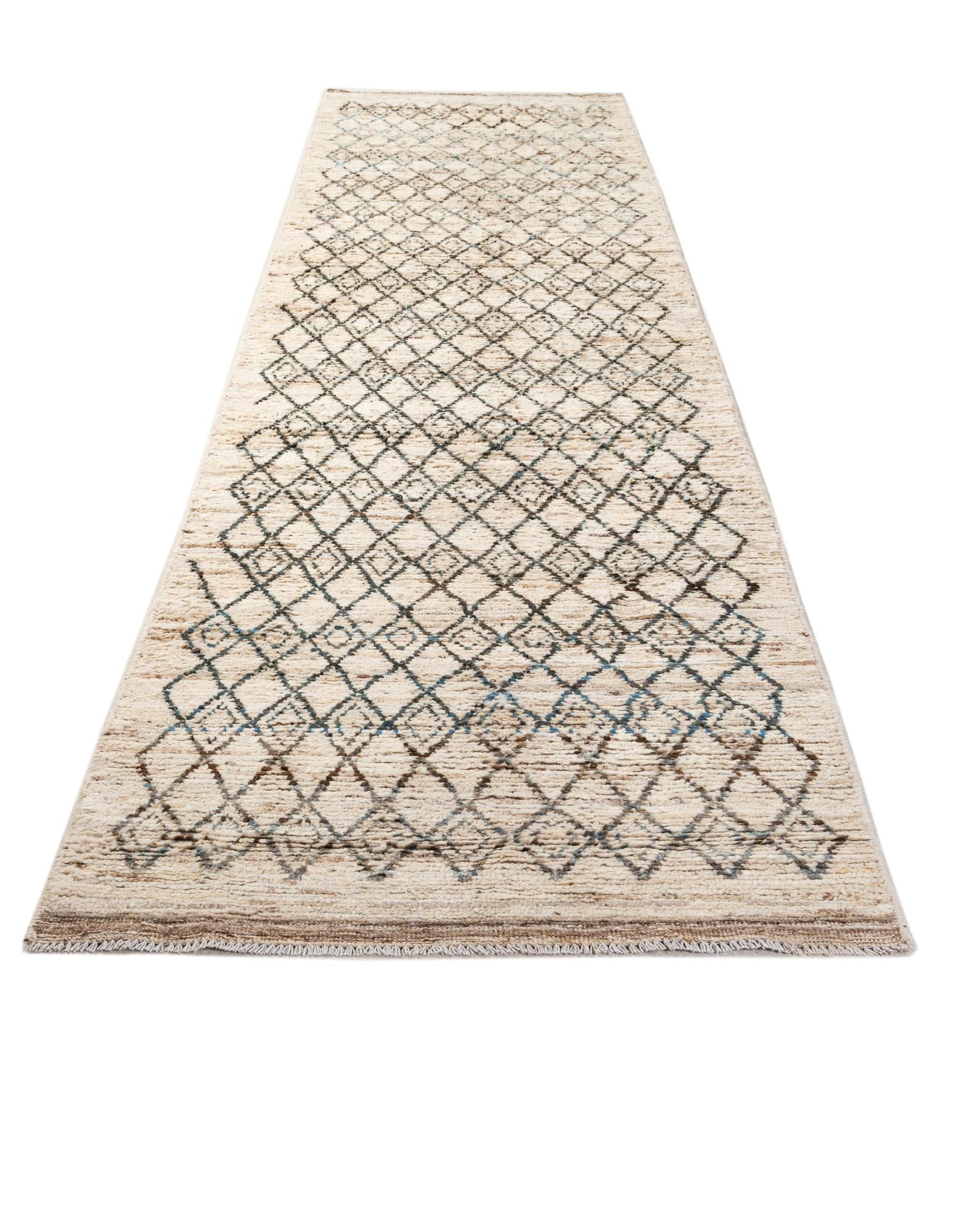 3' 2 x 15' 10 Hand Knotted Moroccan Wool Runner Rug