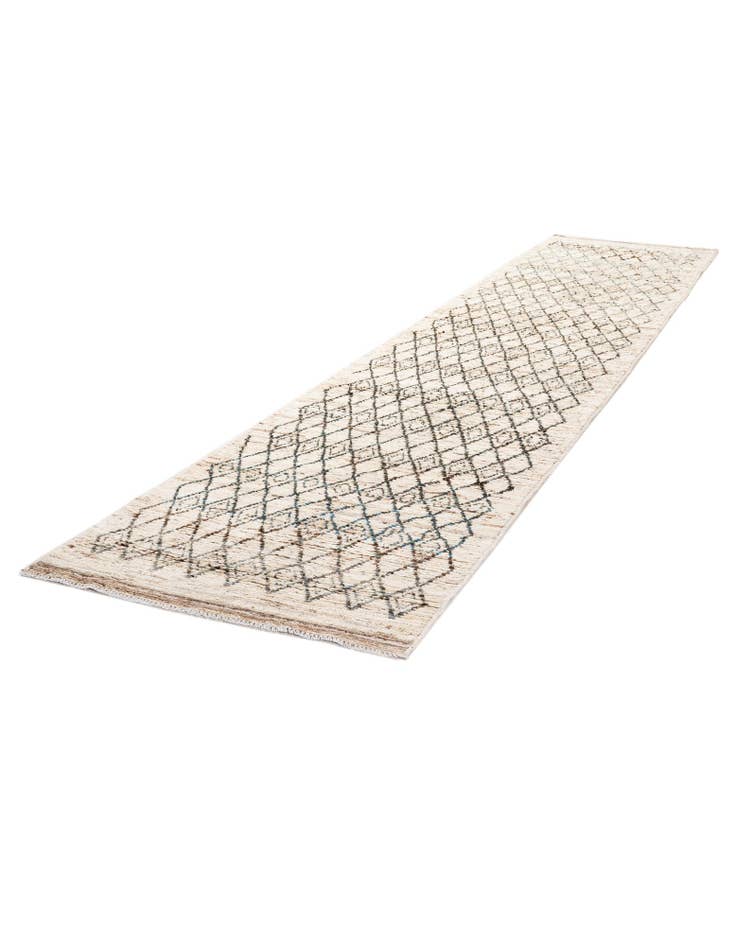 Detail image of 3' 2 x 15' 10 Hand Knotted Moroccan Wool Runner Rug