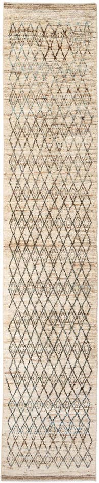 Detail image of 3' 2 x 15' 10 Hand Knotted Moroccan Wool Runner Rug