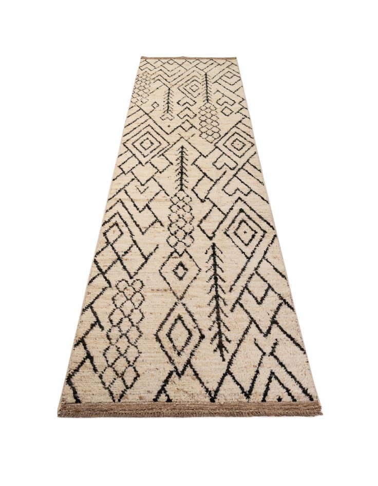Detail image of 3' 4 x 16' 4 Hand Knotted Moroccan Wool Runner Rug