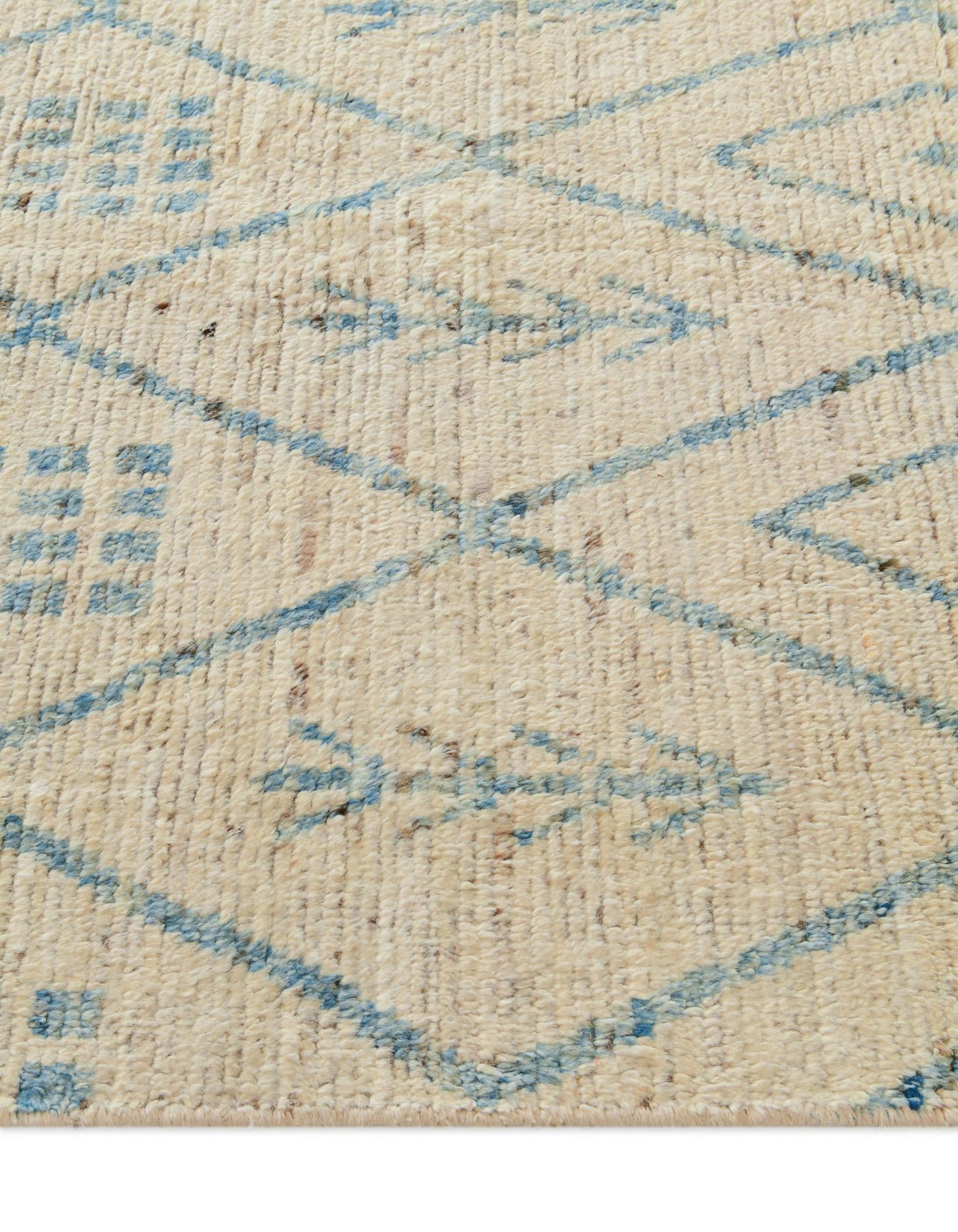 4' 1 x 19' 6 Hand Knotted Moroccan Wool Runner Rug