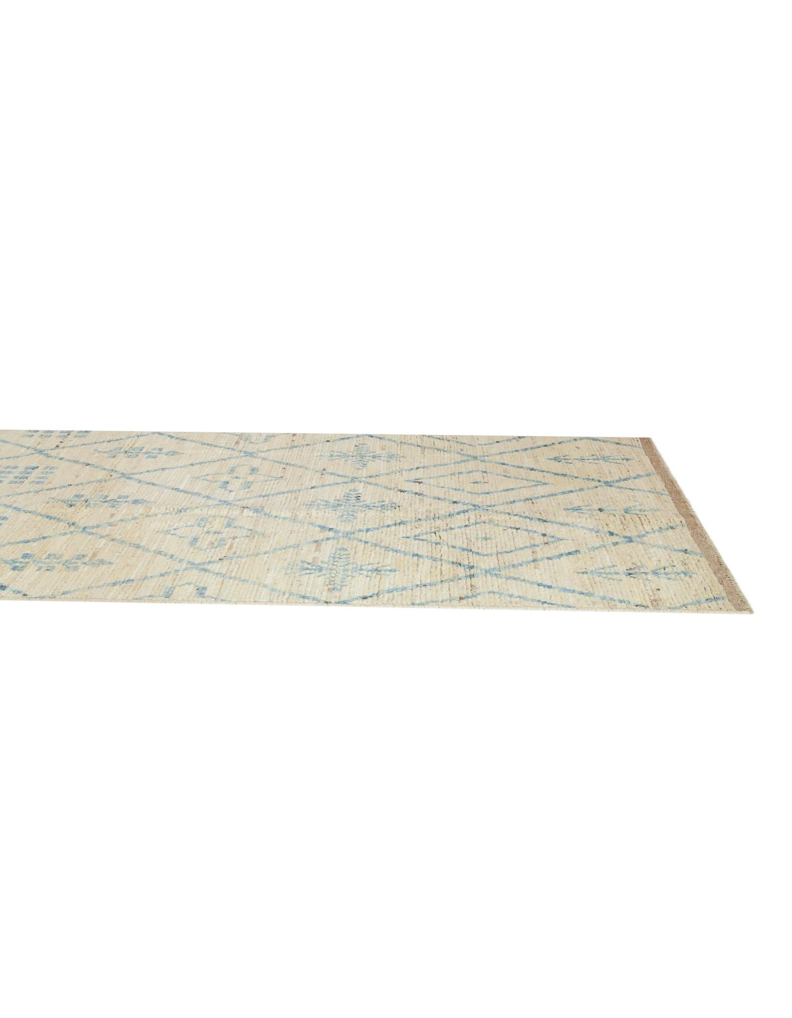 4' 1 x 19' 6 Hand Knotted Moroccan Wool Runner Rug