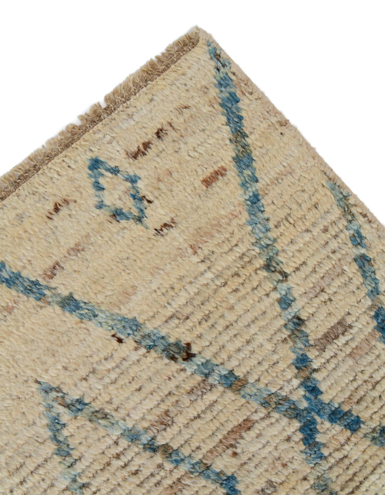4' 1 x 19' 6 Hand Knotted Moroccan Wool Runner Rug