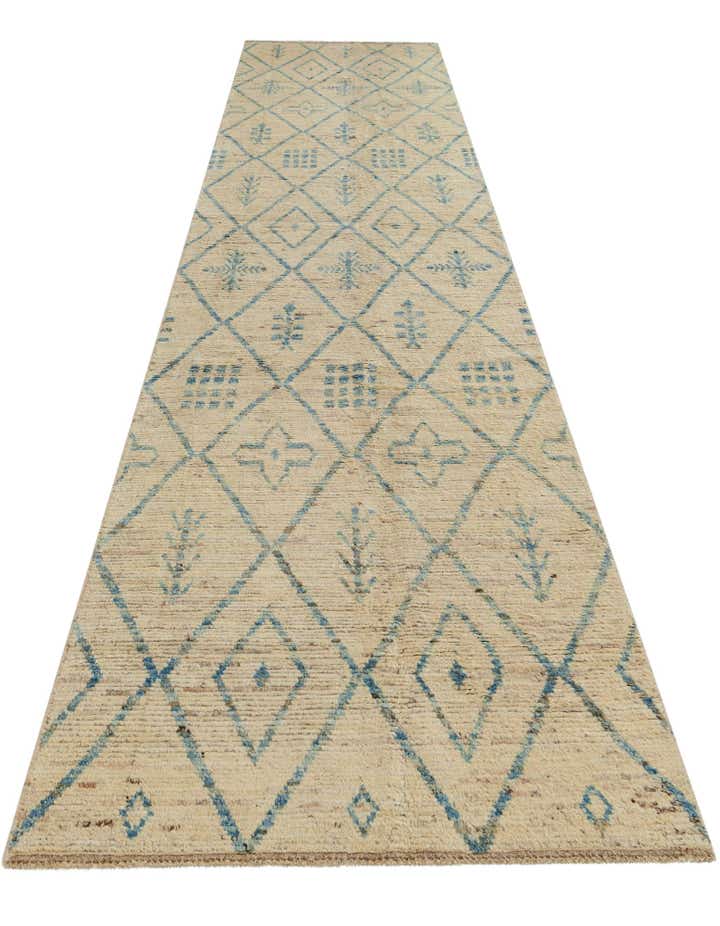 4' 1 x 19' 6 Hand Knotted Moroccan Wool Runner Rug