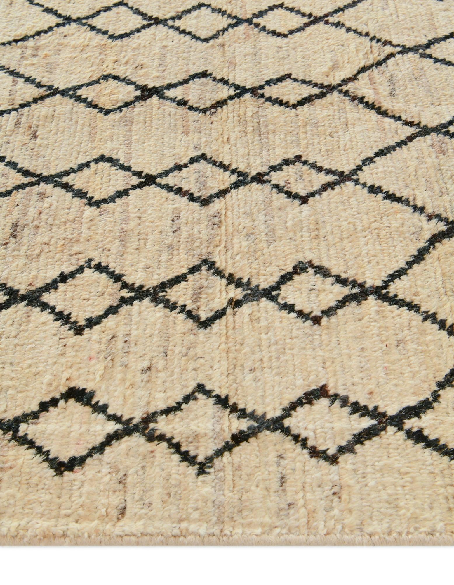 4' 4 x 15' Hand Knotted Moroccan Wool Runner Rug