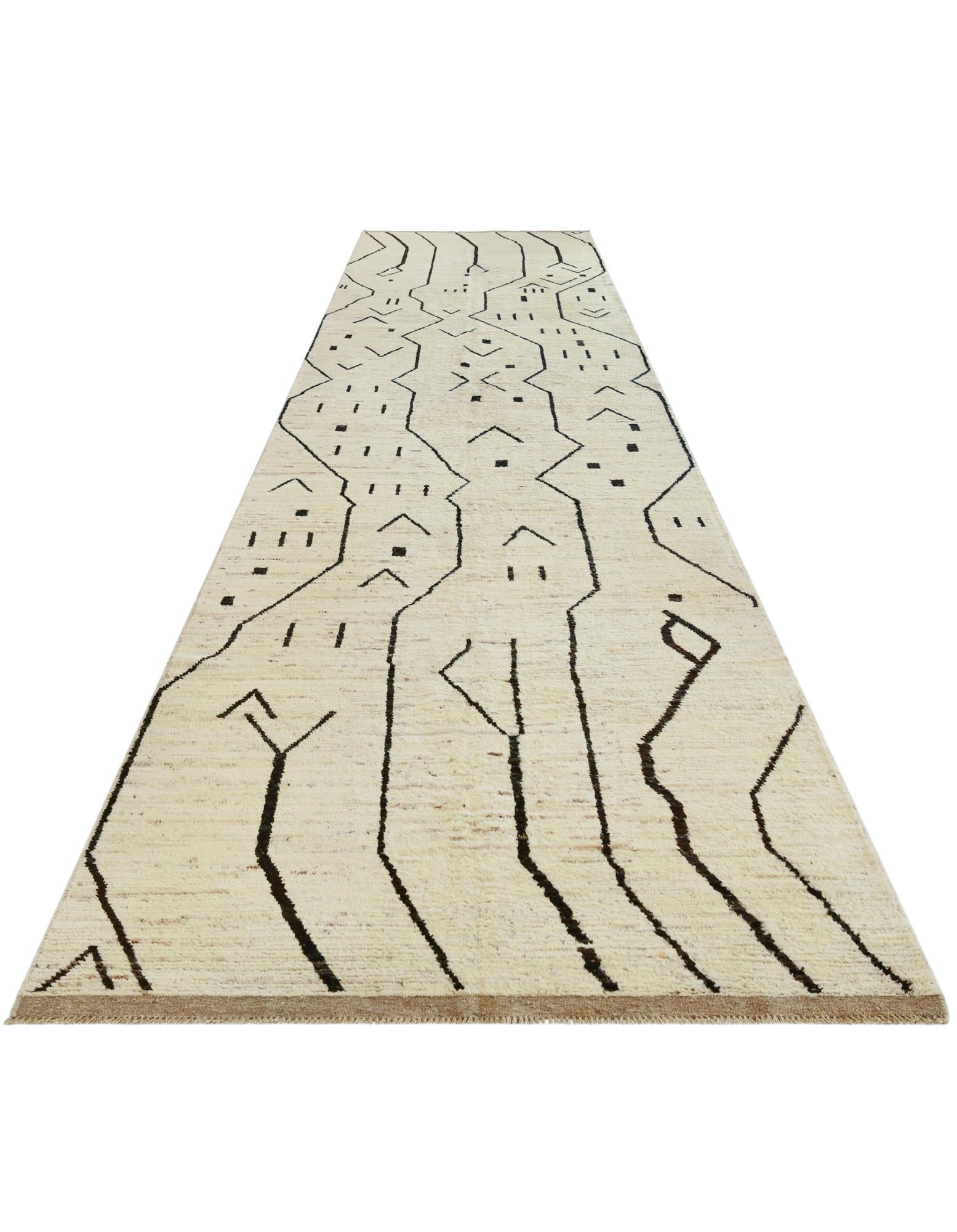 5' 5 x 24' 8 Hand Knotted Moroccan Wool Runner Rug