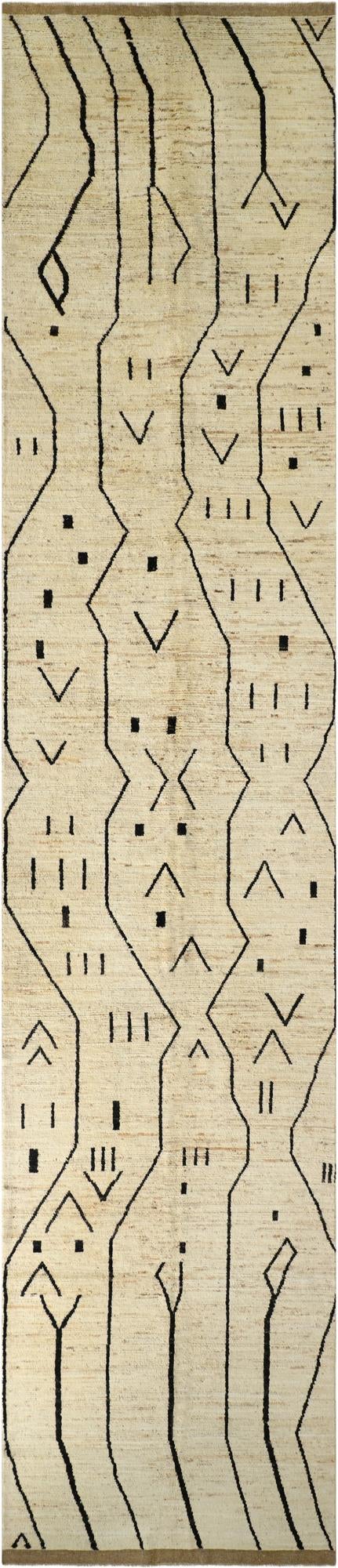 5' 5 x 24' 8  Hand Knotted Moroccan Wool Runner Rug