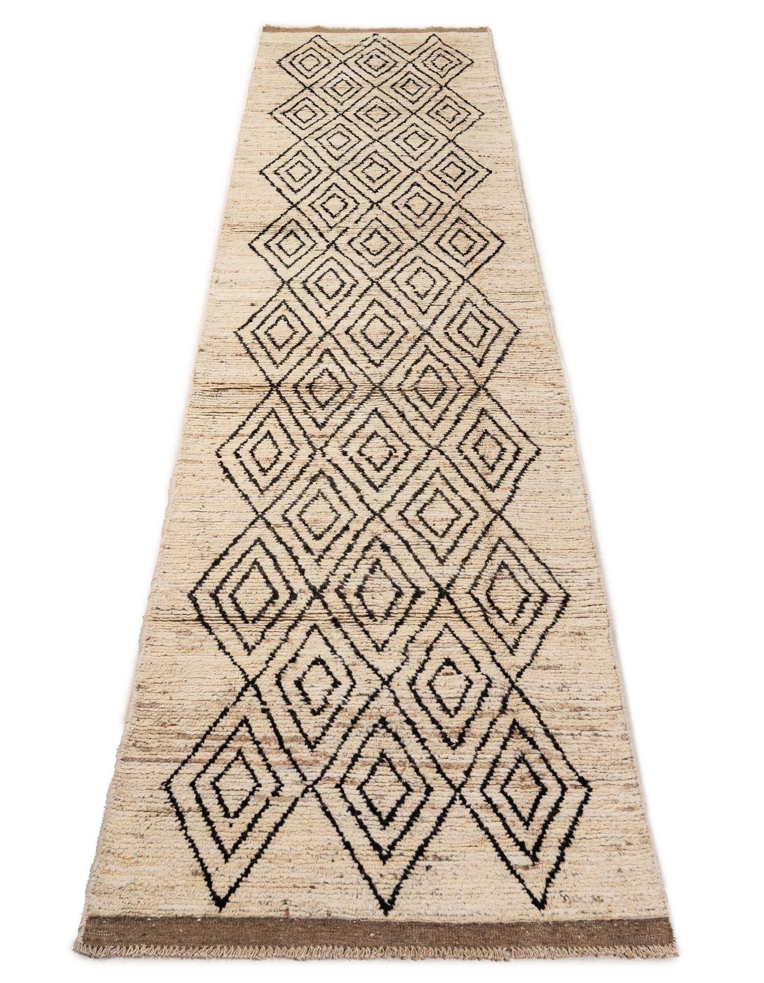 3' 2 x 15' 3 Hand Knotted Moroccan Wool Runner Rug