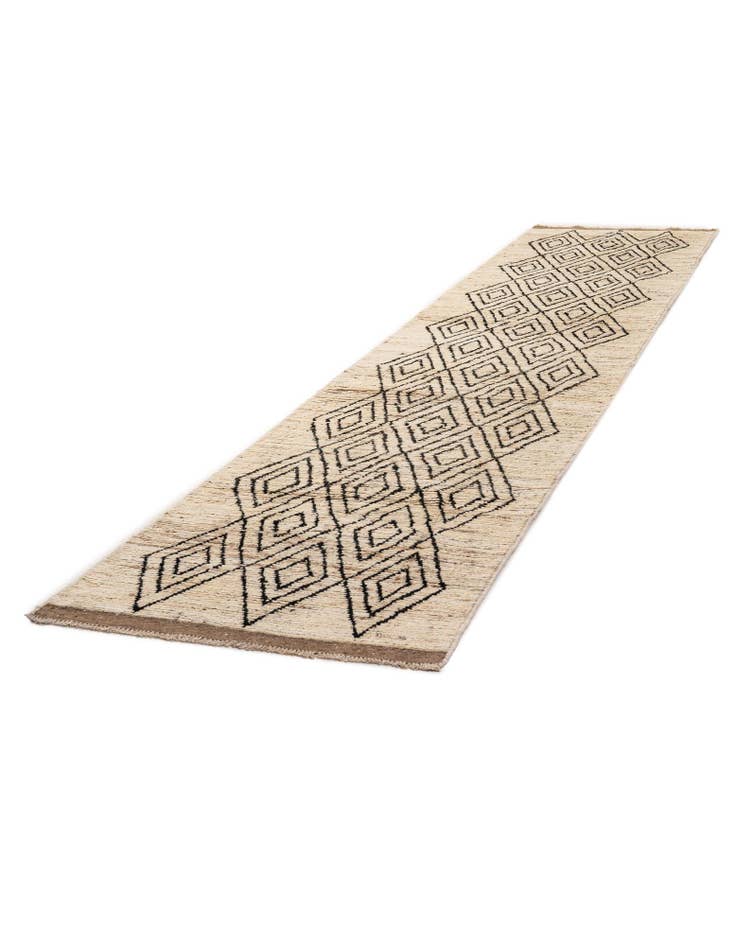Detail image of 3' 2 x 15' 3 Hand Knotted Moroccan Wool Runner Rug