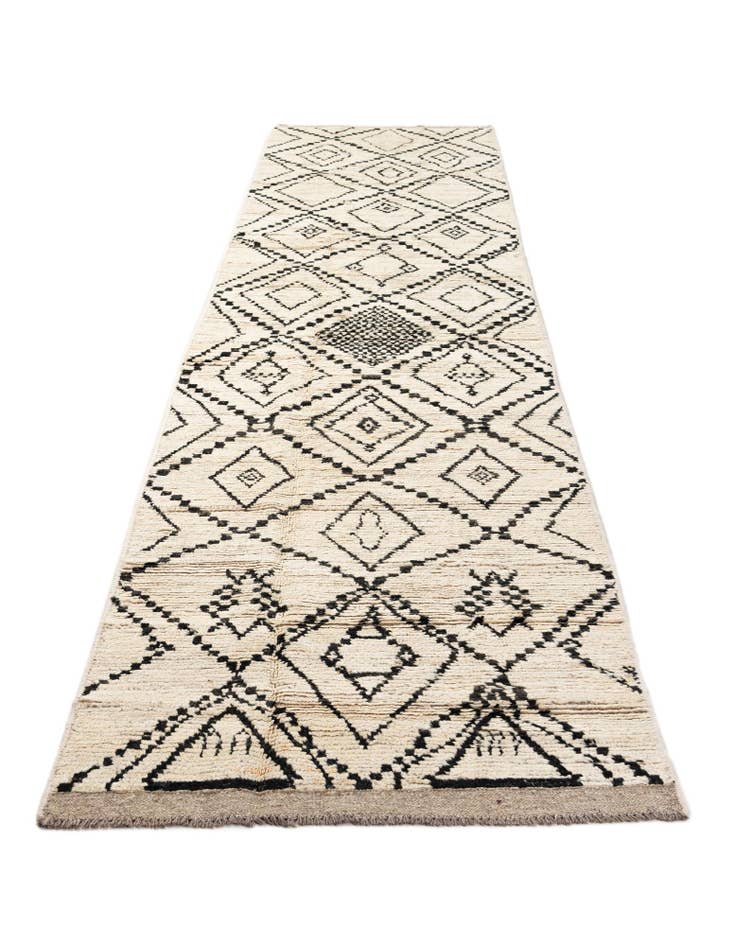 Detail image of 3' 1 x 15' 10 Hand Knotted Moroccan Wool Runner Rug