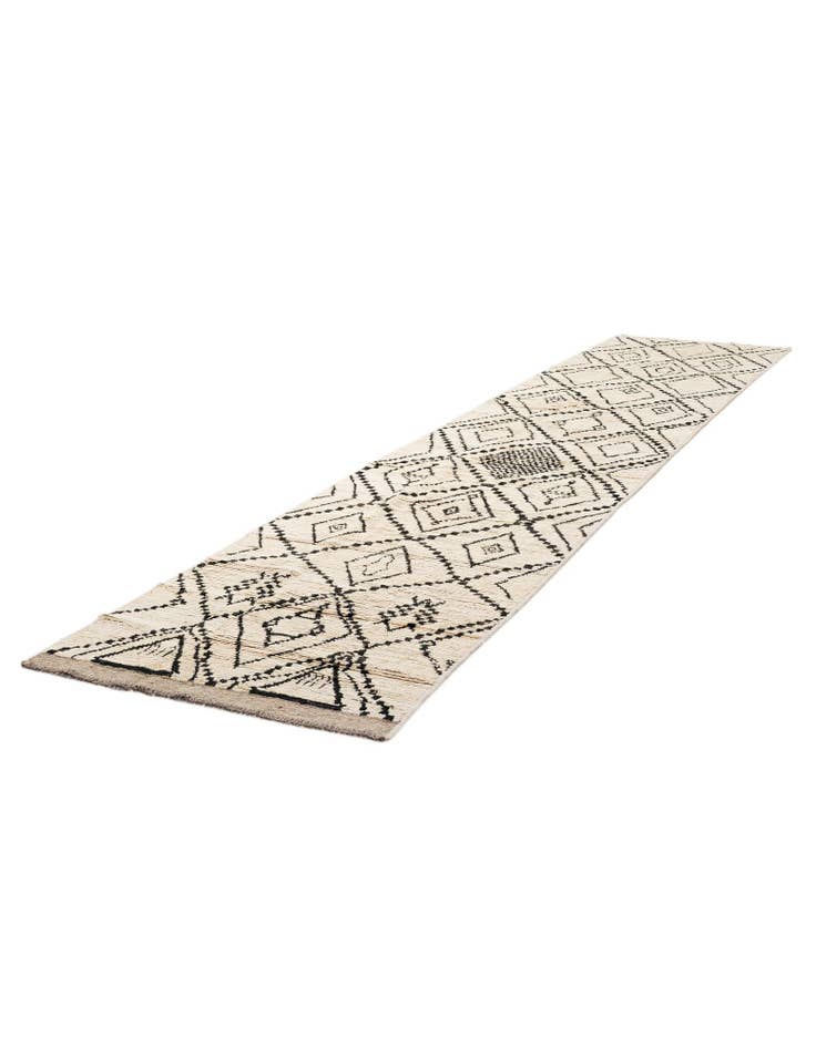 Detail image of 3' 1 x 15' 10 Hand Knotted Moroccan Wool Runner Rug