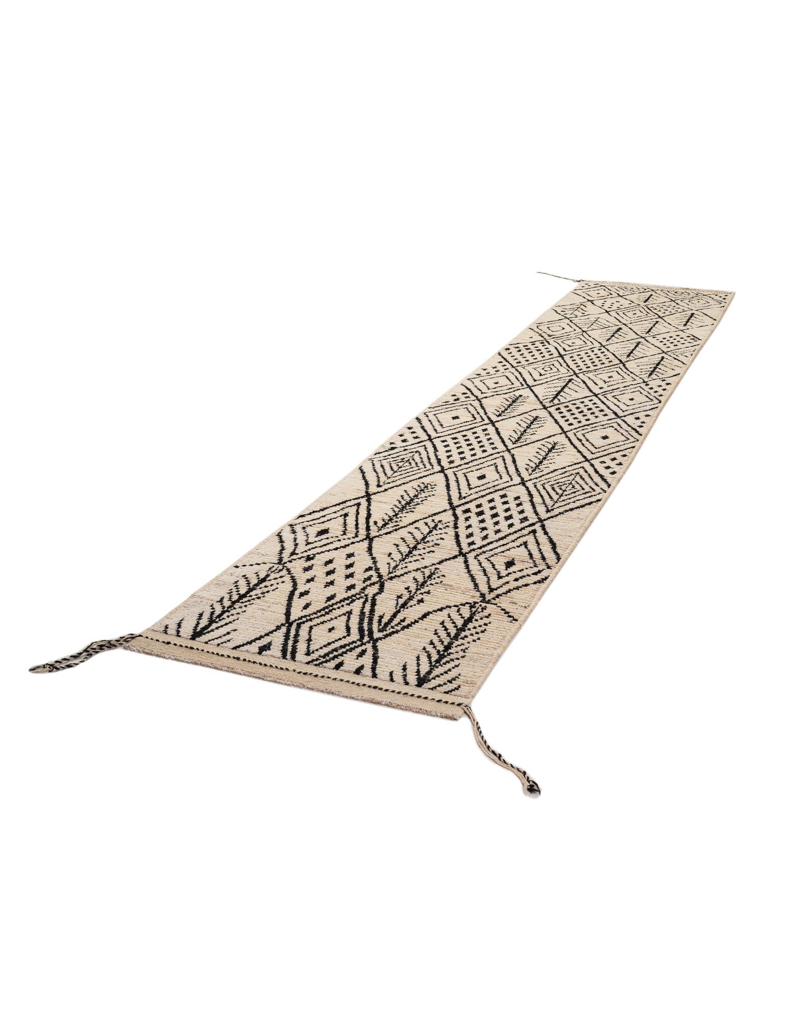 3' x 16' 6 Hand Knotted Moroccan Wool Runner Rug