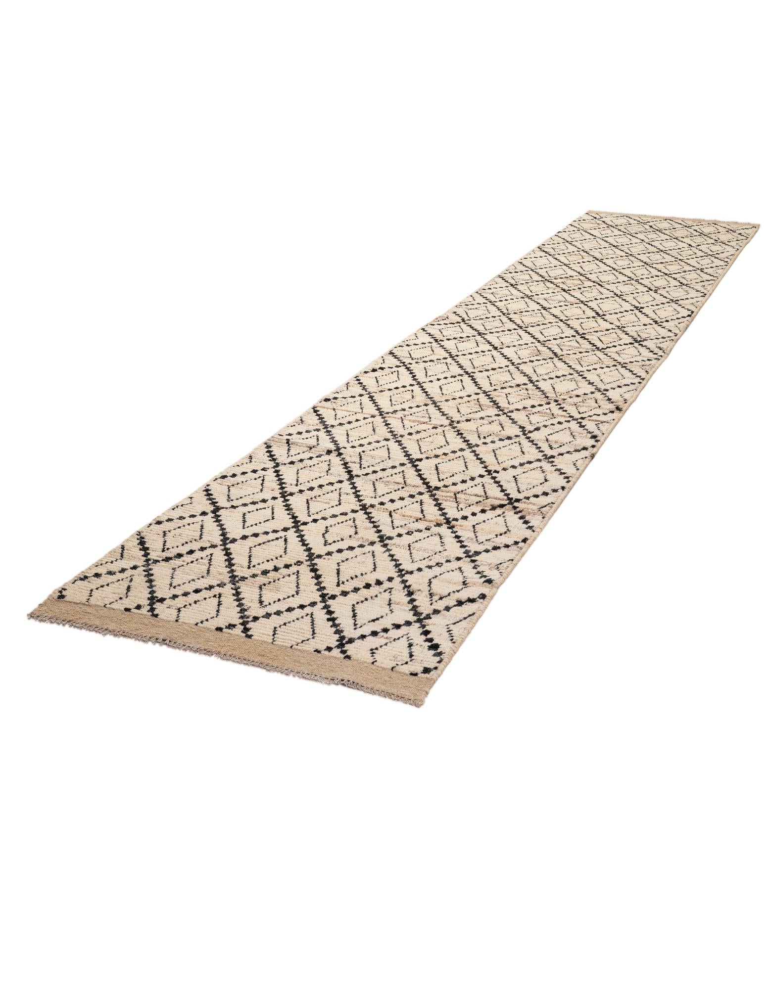 3' 2 x 16' 9 Hand Knotted Moroccan Wool Runner Rug