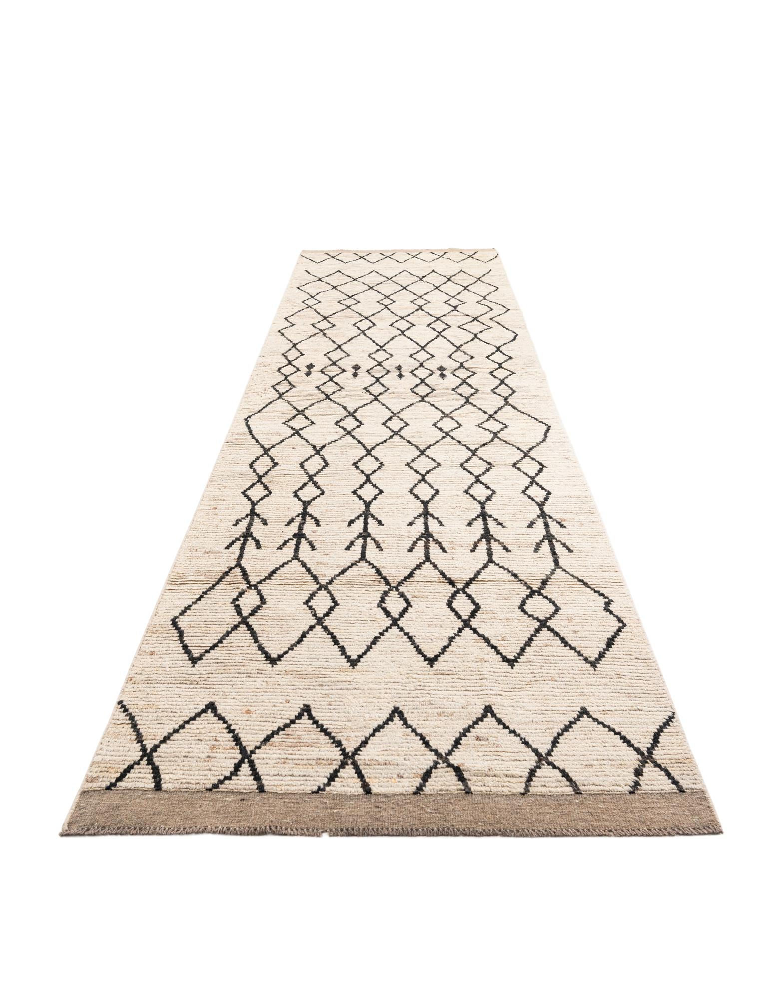 4' 4 x 14' 10 Hand Knotted Moroccan Wool Runner Rug