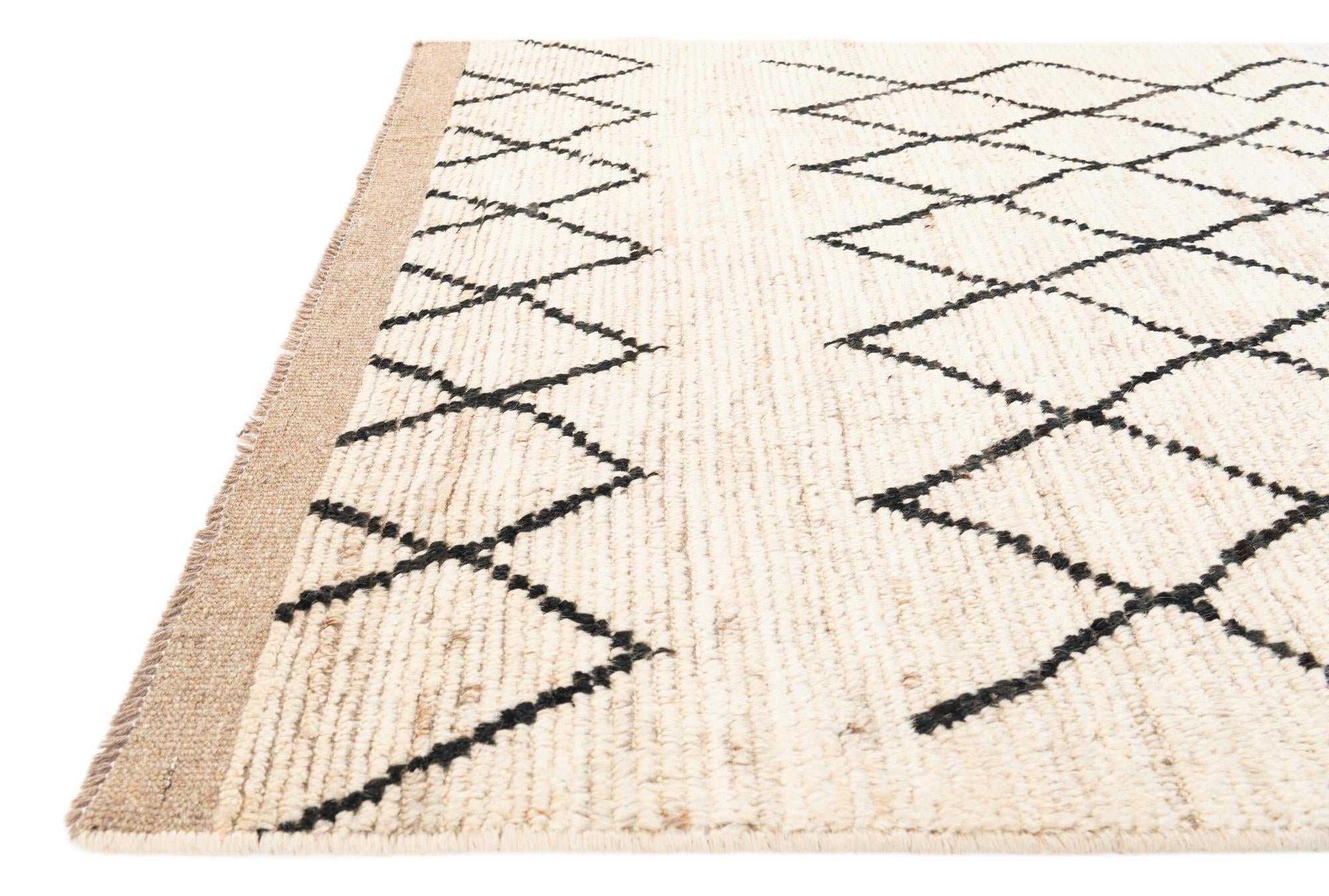 4' 4 x 14' 10 Hand Knotted Moroccan Wool Runner Rug